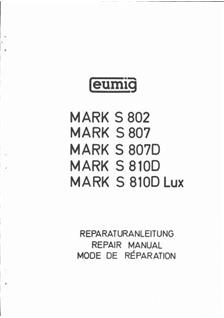 Eumig S 802 manual. Camera Instructions.